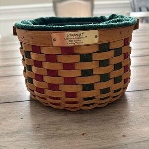 Longaberger Red & Green Woven Caroling Basket with Green Liner